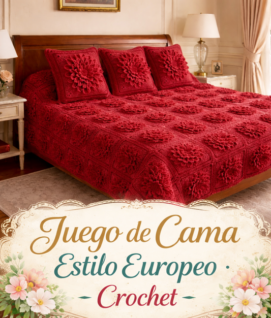 Juego de Cama Estilo Europeo - Crochet